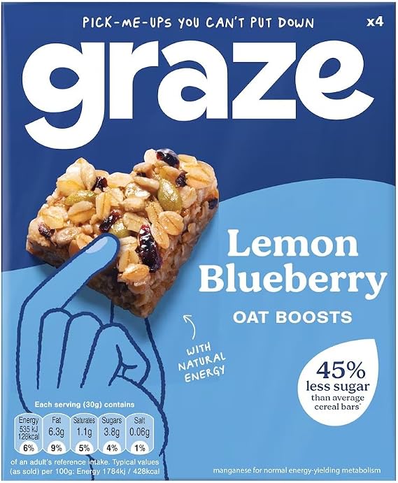 G Sales Bye (Graze Lemon Blueberry Oat Boosts Flapjack Snack 4x30G)