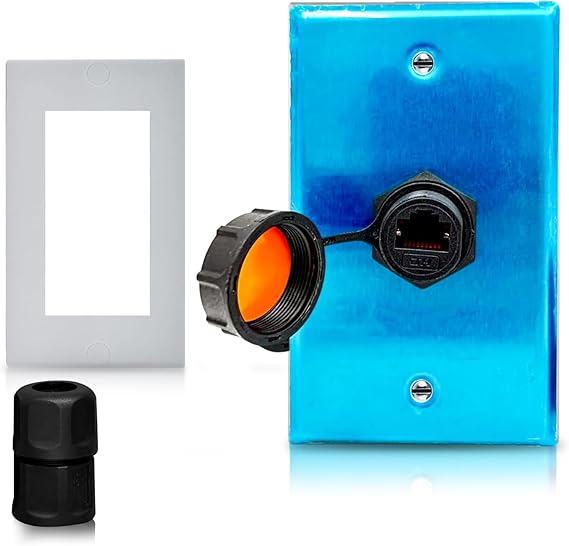 Ethernet Wall Plate with RJ45 Wall Plate Connector IP67 Waterproof Ethernet Wall Outlet for Outdoor Use Stainless Steel Cat5e, Cat6 and Cat 6a Female to Female Bulkhead Jack