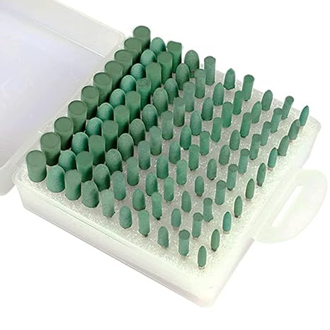 100 Pcs Rubber Polishing Bits - 1/8 Inch Shank Silicone Rubber Buffing Polishing Kits for Dremel Rotary Tool