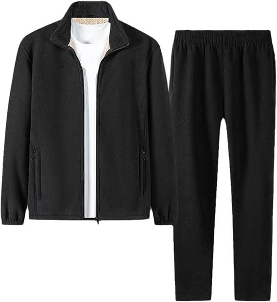 Winter Tracksuit Men Set 2 Pieces Men Set Sportswear Suit Clothes Zipper Jacket + Pants Velvet Thick Jogger Set