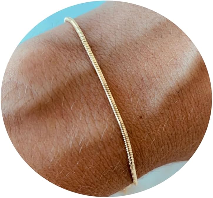 18K Gold Plated Minimalist Layering Link Chain Bracelet for Women