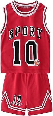 Toddler Kids Sports Shorts Set Baby Boys Girls Basketball Jersey Outfit Tracksuit Letters Tank Top Mesh Track Shorts