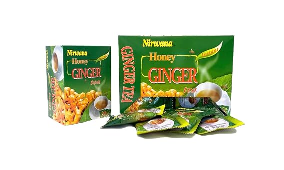 Nirwana Honey Ginger Instant Herbal Tea The De Gingembre Caffeine-Free Ginger Tea Bags with Honey Flavor, Smooth Herbal Infusion, Warm & Aromatic Tea (40 Sachets)