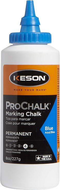 Keson PM8BLUE ProChalk Permanent Marking Chalk - Level 4, Blue, 8-Ounce