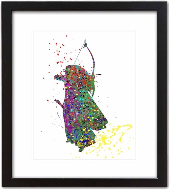 ArtDash Pop Art Print: Watercolor Splatter MERIDA (8"10" w/Black Frame)