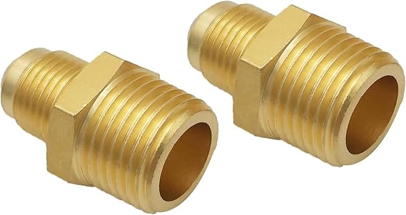 MENSI Propane Hose Accessories Compression Metals Brass Couples Tube Fitting 3/8" Male Flare x 1/2" NPT Male Pipe Half-Union Gas Adapter 2 Sets