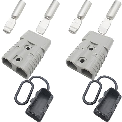 CESFONJER Battery Connector, 175A 600V Battery Quick Disconnect Connector Plug Kit Battery Terminals Connectors,Grey (Fits 1/0-2 AWG Wire)
