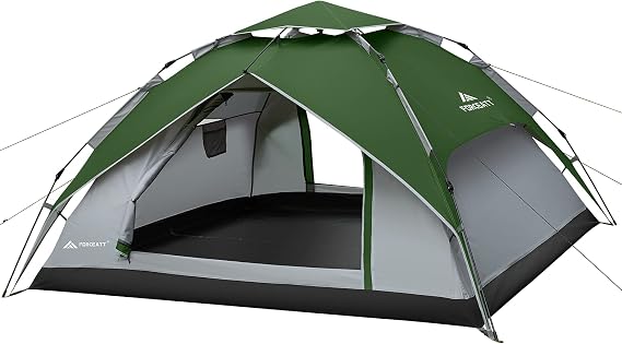 Forceatt 4 Person Pop Up Tent, 20 Seconds Set Up Waterproof Windproof Instant Tent, Lightweight and Portable Automatic Tent with Removable Rainfly for Family Gatherings, Camping, Backpacking, Hiking.