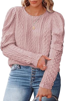 Womens Plus-Size-Sweaters Puff Long Sleeve FallWinter Pullovers 1X-5X