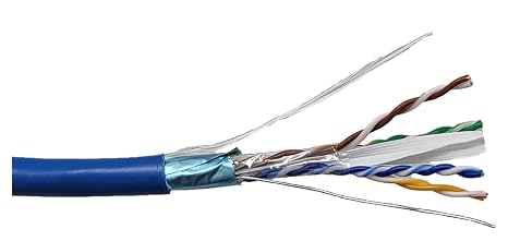 MICRO CONNECTORS 250 Feet CAT 6A Solid & Shielded (F/UTP) CMR Riser Bulk Ethernet Cable (Blue)
