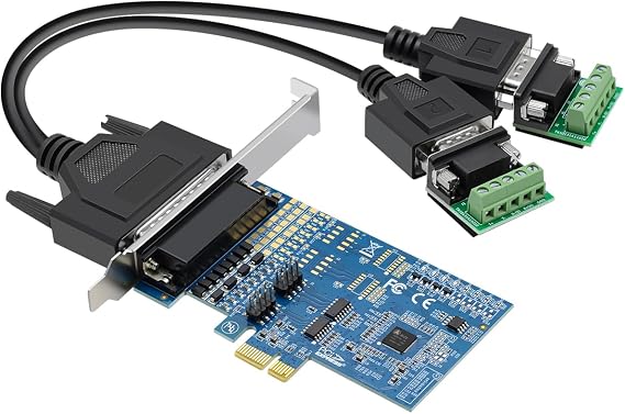 PCIe to Dual RS-485/422 Serial Port Card with DB9 Connectors - High-Speed 1-to-2 Multi-Port Expansion Card, Terminal Block Adapters