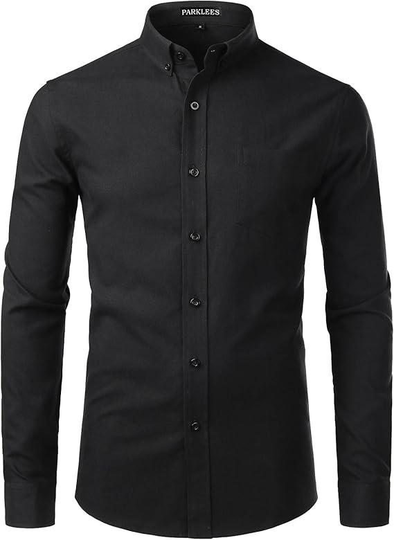 PARKLEES Men's Slim Fit Long Sleeve Smart Casual Button Down Oxford Shirts