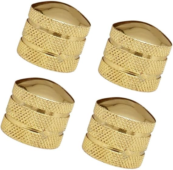 Set of 4 Guitar Bass Dome Volume Tone Control Knobs Metal Material Suitable for Electric Guitar Replacement (Gold)