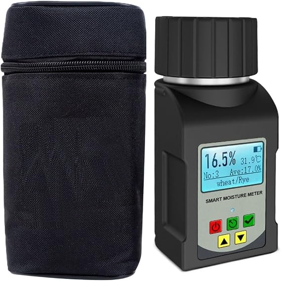 Intelligent Grain for moisture Meter for 25 Grains Coffee Cocoa Beans Portable Grain Analyzer with LCD Display Accurate Measurement and Long for Battery Life for Farm Storage and Food