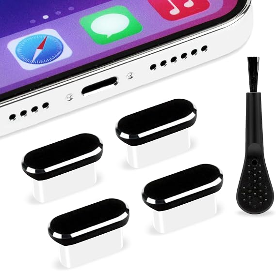 USB C Dust Plug (4-Pack) Type-C Charging Port Protector Caps with Cleaning Brush