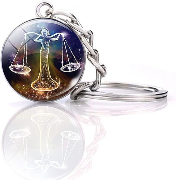JWPavilion Zodiac 12 Constellations Charm Luminous Crystal Ball Pendant Key chain - silver - One size