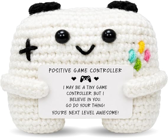 Yangmics Direct Positive Crochet Game Controller Gifts, Encouragement Gift for Men Women, Gamer Birthday Gifts, Handmade Emotional Support Crochet Gamer Gift, Gaming Room Decor
