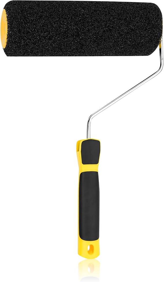 9 Inch Plaster Roller, Yellow Elastic Nylon Fibre Rollers for Putty Roller with High Elastic Nylon Fibre Comfort Ergonomic Handle for Ready Mixed Plaster Putty Application