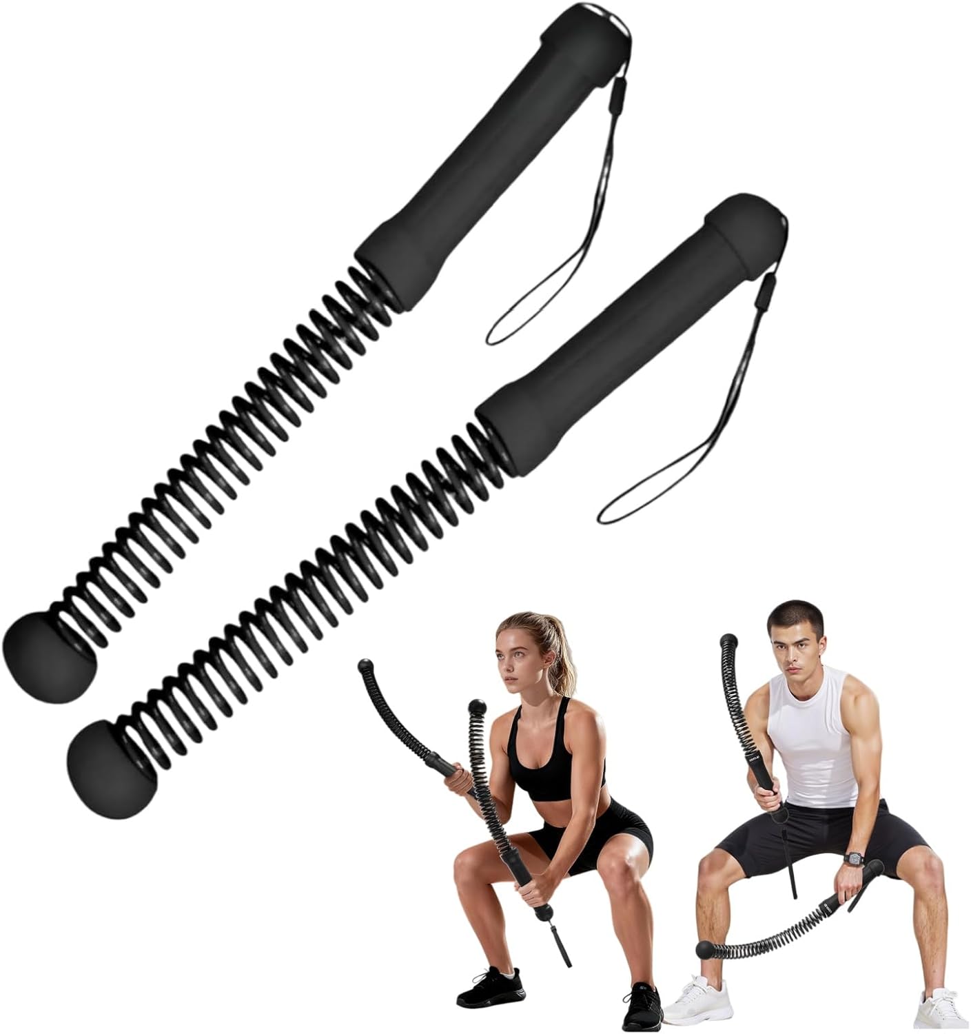 2Pcs Ropeless Battle Rope for Home Workout, Ropeless Weighted Battle Ropes for Exercises Portable Quiet Cordless Training Rope Fitness Equipment for Indoor Outdoor Home Gym Strength