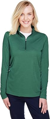 Team 365 Ladies Zone Sonic Heather Performance Quarter-Zip S SP FOREST HTHR