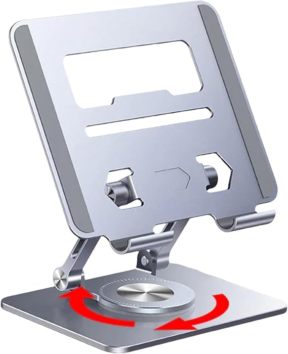 Adjustable Laptop Stand | 360° Rotating Foldable Computer Support | Portable Aluminum Alloy Laptop Riser & Cell Phone Holder for Desk, Office, Study, Bed, Travel