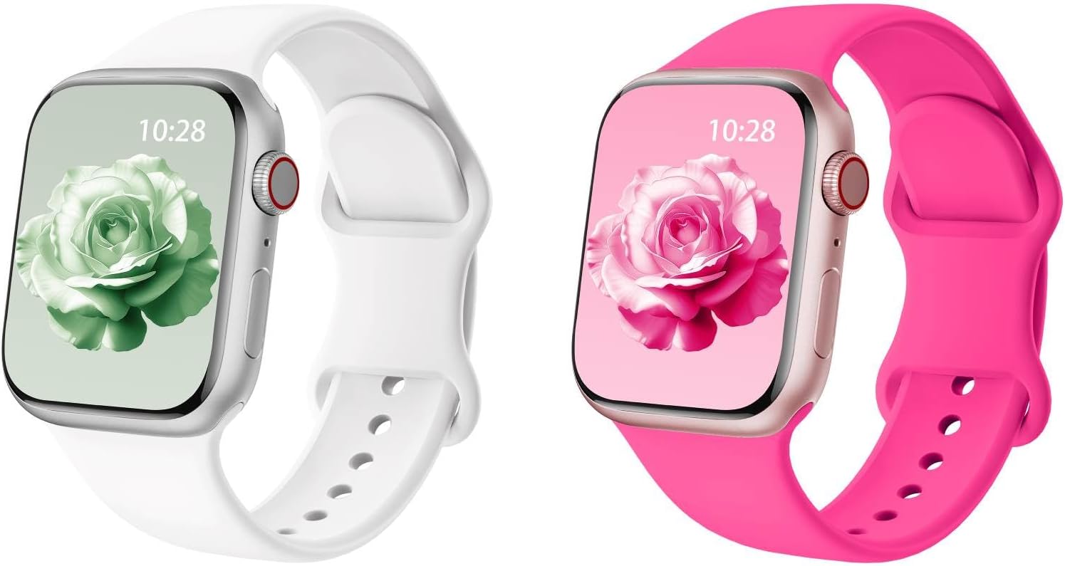 HEARTBOOM Soft Silicone Apple Watch Bands - 2 Items Bundle - Compatible with Apple Watch Bands 38mm40mm41mm42mmSeries 10 iwatch Sport Bands for Men Women