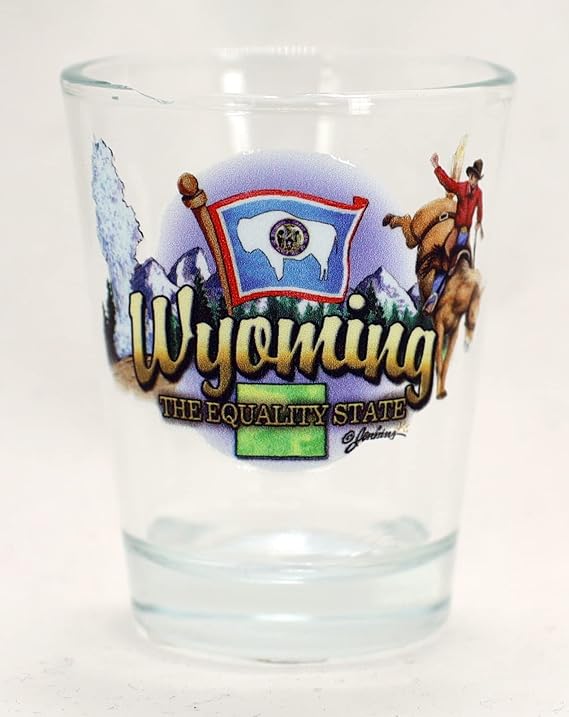 World By Shotglass Wyoming Equality State Elements Shot Glass