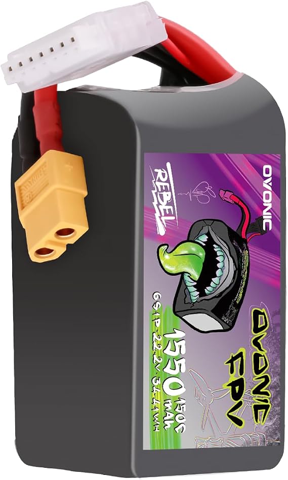 OVONIC 1550mAh 22.2V 6S Lipo Battery 150C Soft Case with XT60 Connector for RC Cars, Trucks, Planes, Drones 1 Pack