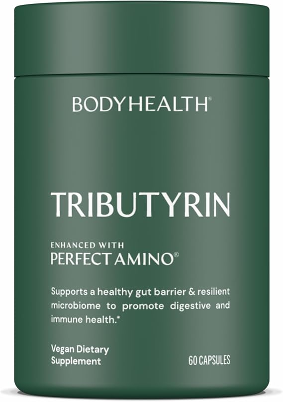 BodyHealth Tributyrin 200mg - Tri-Butyrin Supplement for Gut Health Support, Digestive Comfort, Microbiome Balance & Immune Support* - 60 Capsules