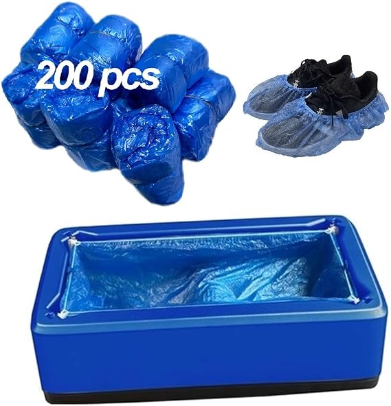Shoe Cover Machine,Automatic Shoe Cover Dispenser with 200pcs Plastic Shoe Covers,Disposable Boot Cover Fits One Size,Non Slip,Waterproof,Dust Proof