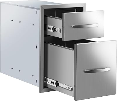 Outdoor Kitchen Drawers 13 W x 20 H x 21 D Built-in BBQ Drawer Stainless Steel Access Drawers for Outdoor Kitchen Island or Grill Station
