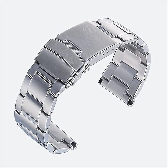 メタル腕時計バンド 金属ベルト 腕時計バンドCurved Strap Watchband ウォッチストラップ22mmステンレススチールウォッチバンドブレスレット交換用バンドブレスレット 時計留め金 腕時計 ストラップ 時計 レディース メンズ 時計ブラシ Color : S Size, サイズ : Silver