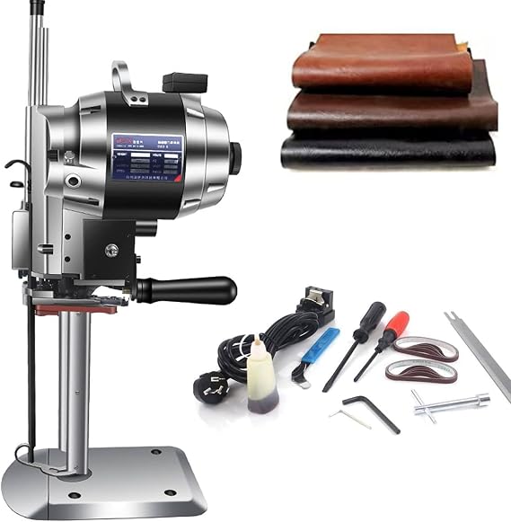 Electric Fabric Cutter, 1100W Vertical Fabric Scissors, Electric Cloth Cutting Machine with LED Light Automatic Sharpening Blade for Fabric Clothing Leather Paper,6inches