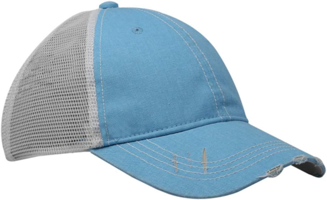 TRENDWAVE SPORTSWEAR Ponytail Distressed Cotton Soft Mesh Back Trucker Cap Hat
