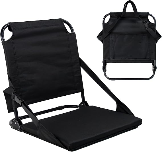 Stadium Seats with Back Support, Bleacher Chairs with Back and Cushion | Bleacher Seat with Storage Pockets, Folding Chair for Football Stands, Rugby Stands, Beach & Camping
