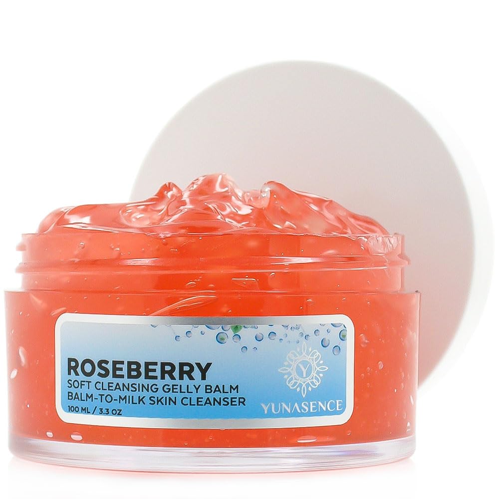YUNASENCE ROSEBERRY Soft Cleansing Gelly Balm, Phytoaromatic Balm-to-Milk Skin Cleanser 3oz
