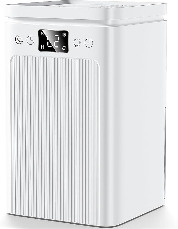 Dehumidifiers for Home, Dehumidifier for Bedroom with 2.2L/77oz Water Tank Smart Defrost Auto-Off, Quiet Small Dehumidifier for Bathroom Touch Control Dehumidifiers for Drying Clothes RV (Snow White)