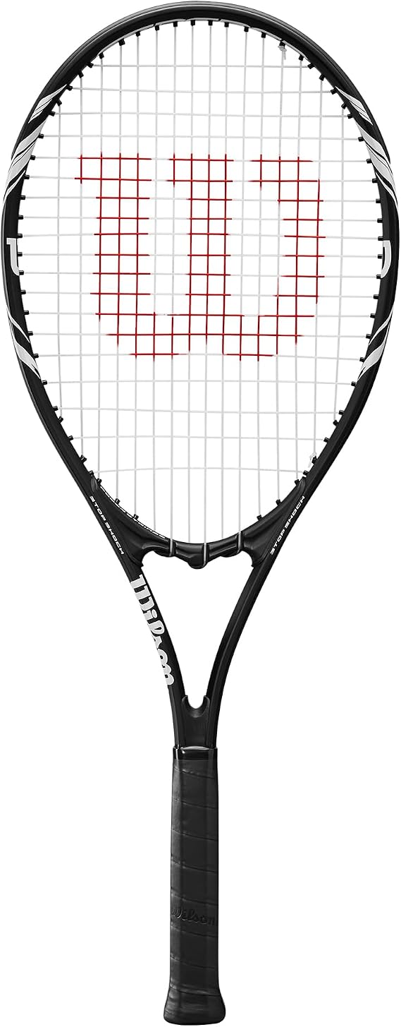 Wilson Federer Adult Tennis Racket (Various Bundle Options) Black/White Series