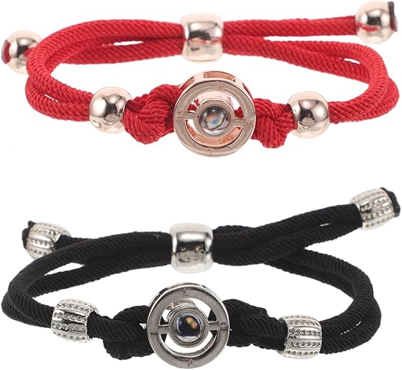 Yardwe 2pcs Long Distance Touch Bracelets- Couple Smart Bracelets - Matching Vibration Wristband - Romantic Connected Jewelry for Couples in Long Distance