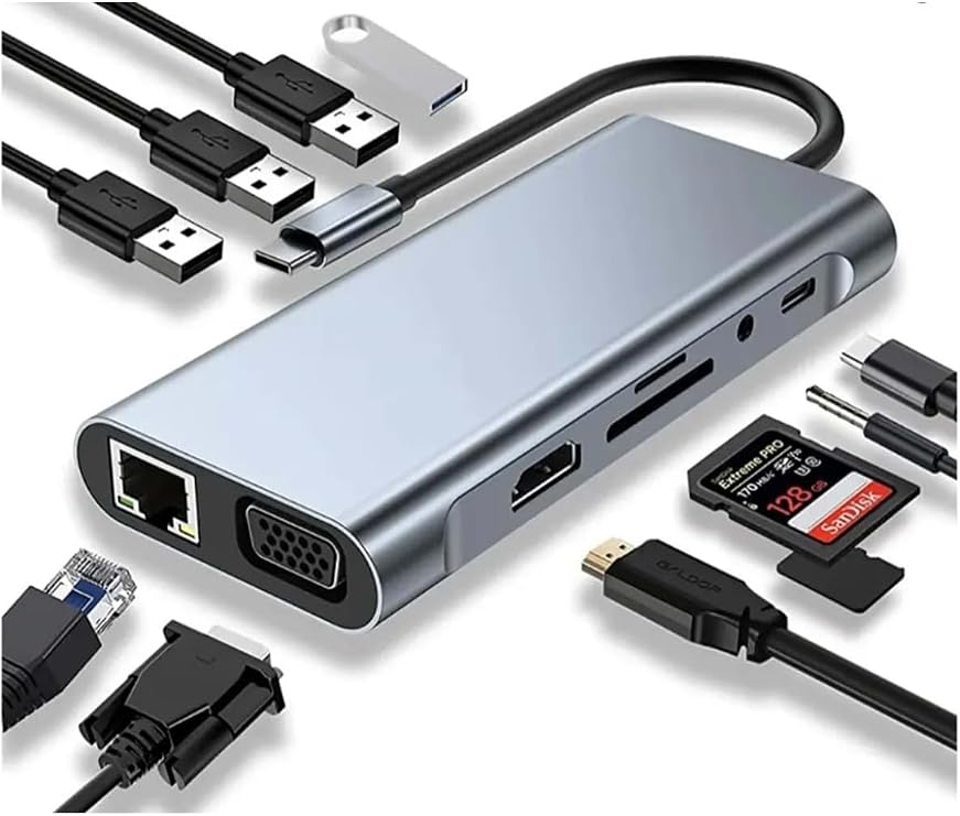 Zr44 Type-C 11 İ 1 Arada Dock, Gigabit Ethernet, Çift 4K HDMI, VGA, DisplayPort BBZR44C