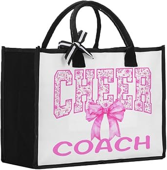 Pink Cheer Coach Tote Bags for Women Cheer Coach Bag Cheerleading Cheerleader Gifs for Women Men Her Him Physical Education Team Gym Ballet Dance Instructor