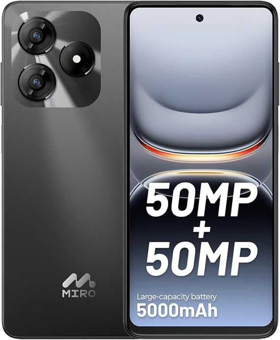 50MP+50MP Camera Smartphone, 6.56" HD Screen, 5000mAh Battery, 4GB+128GB Expandable Storage, Dual SIM Cell Phone Compatible with AT&T T-Mobile Mint Mobile
