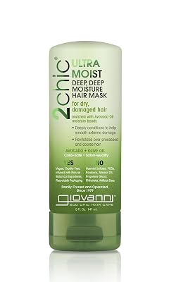 GIOVANNI 2chic Ultra-Moist Deep, Deep Moisture Hair Mask - Avocado & Olive Oil, Creamy Hydration Formula, Enriched with Aloe Vera, Shea Butter, Botanical Extracts, No Parabens, Color Safe - 5 oz