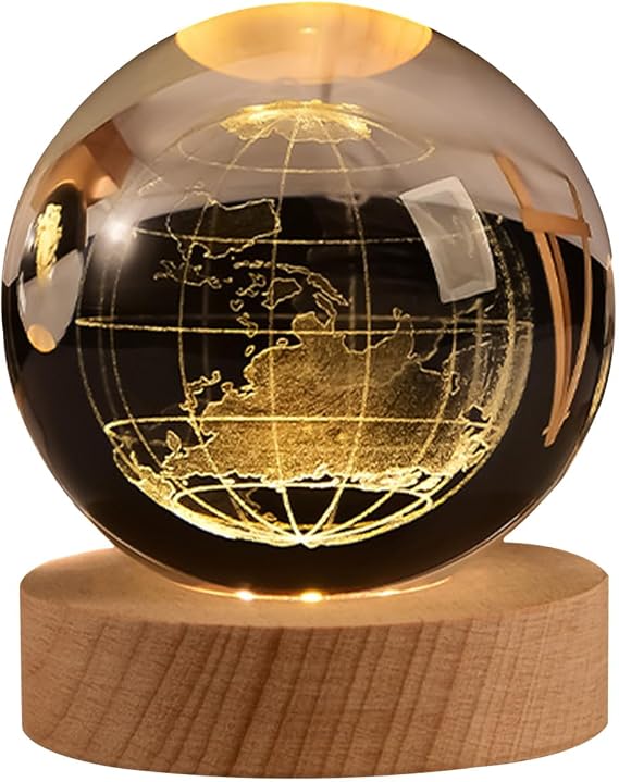 3D Glowing Crystal Ball Night Light 8cm Galaxy lamp Decoration Crsytal Ball LED Galaxy Planet Nightlight Bedroom Decor （3.14in）