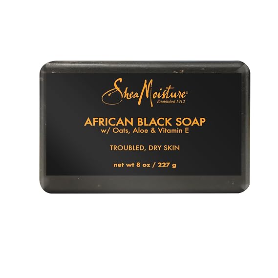 SheaMoisture Bar Soap for Troubled Skin African Black Soap Cleanser with Shea Butter 8 oz