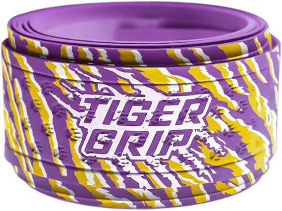 Tiger Grip Bat Wrap/Bat Tape for Baseball and Softball - 1.1mm - Tiger Bait(Purple,Amber,White)