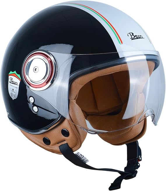 Open Face Motorcycle Helmet for Adults,DOT Approved - Moped Half Vespa Retro Helmet with Anti-Scratch Visor for Men and Women