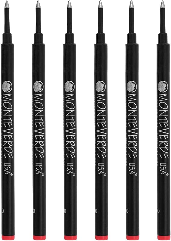 Monteverde Medium Rollerball Refill for Most Rollerball Pens, 6/Pack, Red (G233RD)