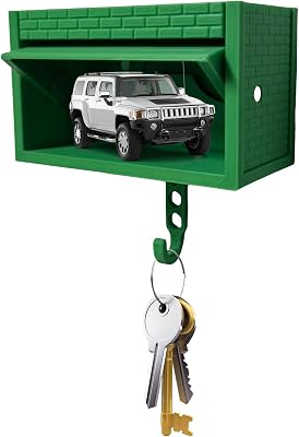 Walbest Car Key Holder for Wall, 3D Key Holder Wall Mount, Key Organizer Wall Mount, Car Garage with Opening Door, Key Garage Key Rack for Entryway Green