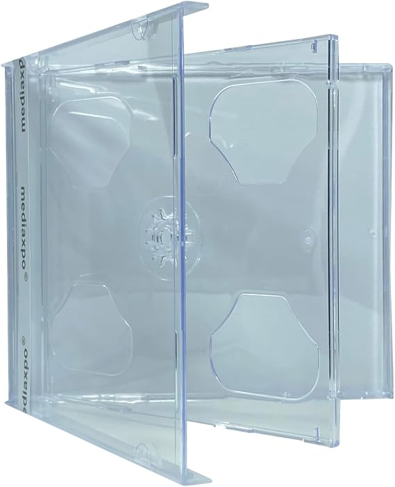 mediaxpo Standard Double CD Jewel Case 10.4mm - Double Capacity - Holds 2 Discs (Clear) (Pack of 100)